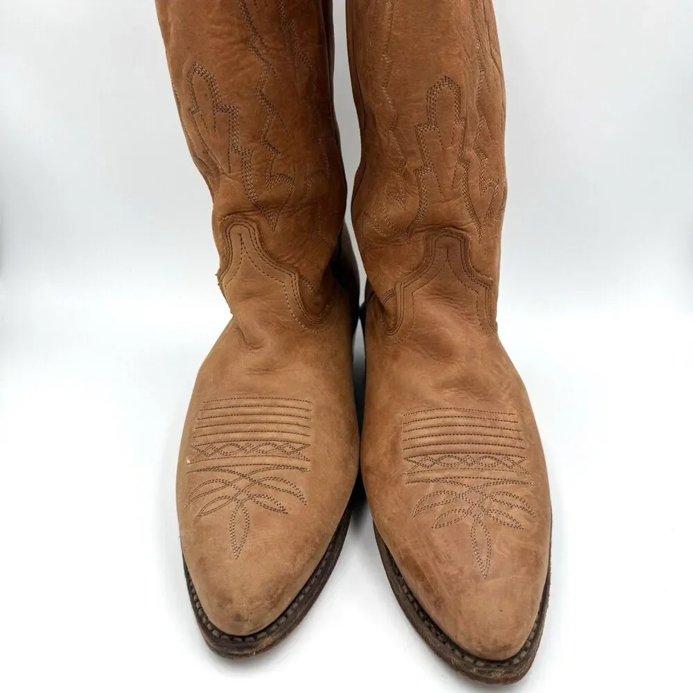 Dan Post Men’s 9 EW P2551 Brown Leather Cowboy Boots Western Made in USA